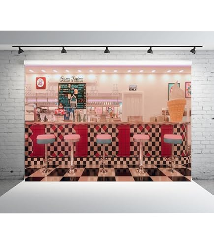 1950er Diner Fotohintergrund – Klassisches Fast-Food Restaurant Motiv, 2,1x1,5m Vinyl