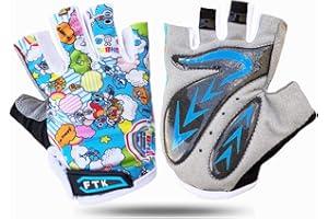 FINGER TEN Gants Velo Enfant Cyclisme Junior Running VTT Moto Demi-Doigt poignée Paire de Valeur, Gant Gel Résistant à l'abrasion Antideparant Mitaines Taille Petit Vert Rose Bleu