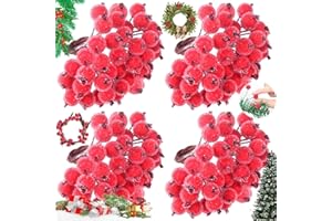BLESS 160 Stück gefrostete rote Beeren, künstliche Frostebeeren, Weihnachtsbeeren, für Zuhause, Hochzeit, Party, Geburtstag, DIY-Dekoration, Weihnachtsgirlande/Geschenkdekoration
