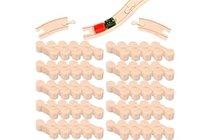 KUGLIWA 50 Pcs Wooden Dog Bone Track Connector Wooden Train Adapters Pieces Compatible with Most Wooden Train Track Make Wood Railway Track