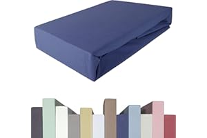 ‎EDDA LUX EDDA LUX Spannbettlaken für 20-40 cm hohe Matratzen, 180 x 200-220 bis 200 x 200-220 cm, Öko-Tex, Baumwolle m. 5% Elasthan, Premium Spannbetttuch für Boxspringbett, in Blaubeere