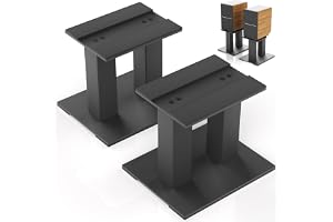 OUUTMEE 1 par högtalarstativ, Universala metallhögtalarstativ Desktop-skärmstativ för dator och bokhyllhögtalare, upp till 13