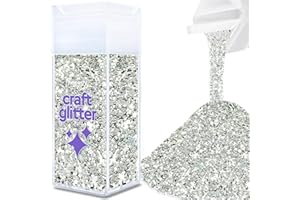 Hemway Plata Chunky Craft del brillo de la coctelera de Artes Oficios Vasos de papel de vidrio decoraciones diy de Proyectos - 1/40" 0,025" 0.6MM - 130 g / 4,6 oz