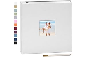 Yopih Album Fotos Autoadhesivo 28x27 CM Album de Fotos Para Pegar y Escribir Funda de Lino Scrapbook Regalo Bebé Cumpleanos Recuerdos Boda Aniversario Familiares con un Bolígrafo Metálico