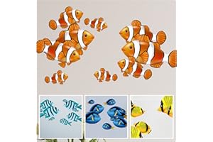 LAOGRAPHICS Tropical Fish Stickers [Waterproof] Photographic Quality Decals, Fish Tank Decor Graphics DIY Peel & Stick Perfect for Bathroom, Cars & Other Home Projects. Fans Gift Idea (Orange)