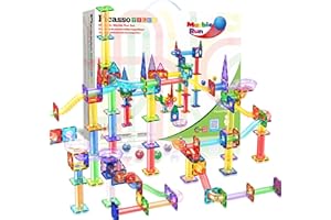 PicassoTiles Marble Run 150-Piece Magnetic Tile Race Track Toy Play Set STEM Building & Learning Educational Magnet Construction Kit Child Brain Development Toys Boys Girls Age 3 4 5 6 7 8+ Years Old