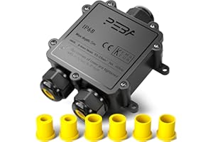 PEBA IP68 Wasserdichte Kabelanschlussdose, 3-Wege Outdoor Kabelverbinder, Abzweigdosen Wasserdicht Verteilerdose, Anschlussdosen, Kabelboxen, Kabelverbindung für 4-14 mm Kabeldurchmesser, Schwarz