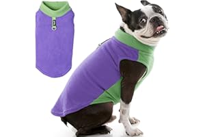 Gooby Hunde-Fleece-Weste, halbe Stretch, Lila, X-Small, Pullover Fleece Hundejacke mit Leine Ring, warme Hundekleidung für kleine Hunde, Mädchen oder Jungen