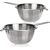COM-FOUR&reg; 2 x Stainless Steel Kitchen Strainer, Classic Colander | for washing fruits - vegetables and salads