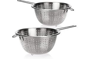 COM-FOUR® 2x köksfil i rostfritt stål, klassisk pastasikt med handtag