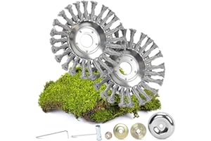 Skymico Decespugliatore spazzola per erbacce,2 pezzi 25,4 mm diaframma spazzola per erbacce con accessori universali,2024 Nuovo concetto di spazzola metallica dentata decespugliatore (8 pollici+8