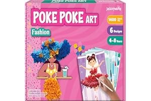 jackinthebox Poke Poke Art for Kids – Fashion Theme Dress Decorations for Princess, Winter, Monsoon, Hawai, Beach, Ballerina, Mess-Free Sewing Art for Kids, Gift for Girls and Boys Ages 4 5 6 7 8