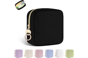 PLAYEXEN Porta Assorbenti da Borsa Sacchetti di Tela per Porta-assorbenti Igienici per Mestruale con Cerniera Piccolo Pochette Porta Trucchi da Viaggio Borsa Assorbenti Tampons Per Donna Ragazza Regalo(Nero)