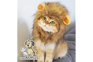 OMG Adorables Lion Mane Costume pour Chats,Furry Pet Perruque avec Les Oreilles Mignon Convient pour Adultes Félins et Petits Chiens Animaux acceptés Coffre-Fort Animaux Grand Marron