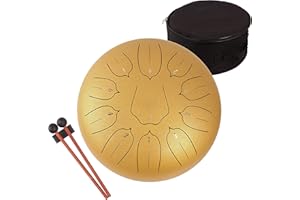 LOMUTY 12 Cali Stalowy Bęben Język, C Klucz 11 Tonów bęben na język ze stali, Stalowy Tongue, Instrument perkusyjny z 6 pałeczki bębnowe/Torba do Przenoszenia(Złoty)