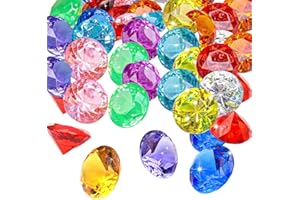 WLVINSON Juego de 60 piedras preciosas grandes y pequeñas, diamantes acrílicos, piedras preciosas de colores, piedras preciosas para niños grandes, cristales de colores, para jarrones, decoración de mesa