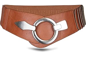 with love, Vanessa & Melissa Frentree Ceinture élastique pour femmes, ceinture de 6 cm de large avec boucle dorée, ceinture stretch