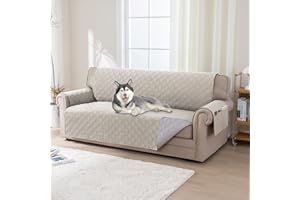 BellaHills 100% Impermeabile Copridivano 3 Posti con Braccioli, Copridivano Impermeabile, Copri Divano Trapuntato in Microfibra Con Tasche Portaoggetti, Seduta 172cm, Rovere Francese