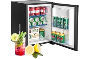 Smad Frigo Camping Car 12V 220V, Frigo 12V, avec Serrure, sans Bruit, Réfrigérateur Camping pour Caravane Chambre Bureau Hôtel, 40L, Noir