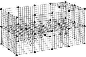 PawHut Recinto in Metallo per Piccoli Animali Domestici con 36 Pannelli di Metallo da Montare Secondo Forma e Configurazione che Preferisci e con Porta