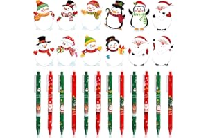 SUNSHINE SMILE 24 Stück Weihnachts Kugelschreiber Set,12 Haftnotizen Weihnachten+12 Weihnachten Kugelschreiber,Haftnotizen Klebezettel Weihnachten,Druckkugelschreiber,Weihnachten Geschenke
