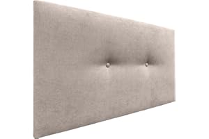 DHOME Cabecero de Polipiel o Tela Acualine Liso con Botones Tapizado de Alta Gama Cabezal Lujo Cama Dormitorio Moderno Acolchado (Tela Beige, 105x50cm (Camas 80/90/105))