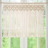 Mkono Fabric Geometric Panel Curtain (Ivory, 35x30 inch)