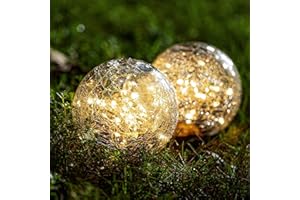 Kizozo Lampade Solari da Esterno 2 pezzi, sferica 12cm, da Giardino IP55 impermeabile, Luci con 30LED, da terra, bianco caldo