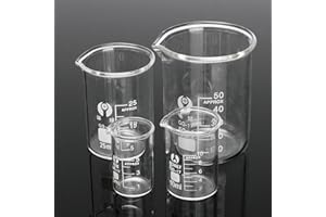 MYAMIA 4Pcs Graduó El Vaso De Vidrio Borosilicato 5Ml 10Ml 25Ml 50Ml Fijó La Cristalería Volumétrica Del Laboratorio