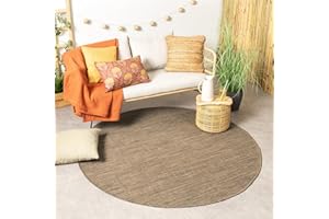 ‎FRAAI | HOME & LIVING FRAAI In- & Outdoor Teppich Rund - Malta Melange Natur Ø 240cm - Wetterfest - Polypropylen - Flachgewebe - Balkon, Garten/Terrasse, Flur - Terrasse - Rug