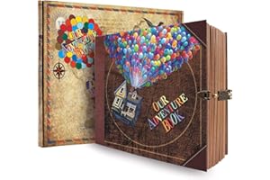 COMBIUBIU Our Adventure Book146 Page Album Photo Scrapbooking,Vintage Style Album Scrapbooking,Album Photo Voyage DIY/Journal de Couple/Livre d'anniversaire de Mariage,Cadeau Saint Valentin(Style Ballon)