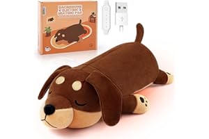 AUSPICIOUS BEGINNING Electric Heating Pad for Period Pain Relief Heating Pad Cramps USB Powered Cuddly Soft 14" Animal Plush Heat Pad Electric Heat Pad for Neck Shoulder Back Animal Shaped Heated Pad (Dark Brown)