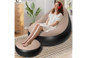 AearKing Sofa Hinchable para Adultos,sofas Inflable Portátiles con Reposapiés,Sillon hinchable con Superficie Aterciopelada,sofa Inflable Interior y Exterior Impermeable,Cómodas Sofá Hinchable Camping