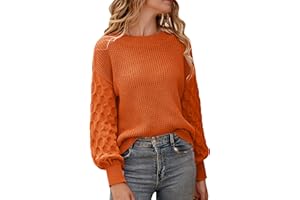 Zeagoo Damskie swetry z okrągłym dekoltem sweter z dzianiny na co dzień z długim rękawem jesienne swetry zimowe swetry luźne jednokolorowe pulower topy