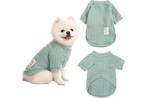 Winmany Pull d'hiver à col roulé pour chien et chat de petite et moyenne taille - Vêtements d'hiver à col roulé pour chihuahua, yorkshire, chiot - Tenue de couleur unie (vert, taille L)