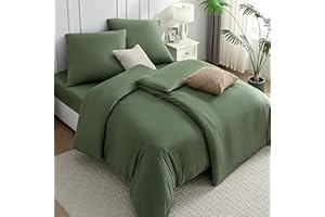 ‎JELLYMONI JELLYMONI Bed Linen 135 x 200 cm Cotton 4-Piece Bed Linen Sets Green Oeko-Tex 100% Washed Cotton 2 Duvet Covers with Zip and 2 Pillowcases 80 x 80 cm with Envelope Soft 4-Piece Bed Linen