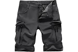 Hiauspor Wanderhose Herren Kurz MTB Hose Leichte Schnelltrocknend Cargo Bermuda Chino mit 5 Taschen Männer Wandershorts Outdoor Trekking Shorts Sommer Stretch Mountainbike,Arbeit,Sport