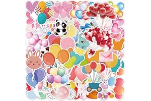 FOCRI Lot de 50 autocollants de ballons pour enfants et adolescents, mariage, fête, vacances, décoration, autocollants en vinyle imperméables colorés pour anniversaire, fête, cadeau