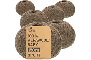 HANSA-FARM | 100% Baby Alpakawolle in 50+ Farben (kratzfrei) - 300g Set (6 x 50g) - weiche Alpaka Wolle zum Stricken & Häkeln in 6 Garnstärken by Hansa-Farm - Braun