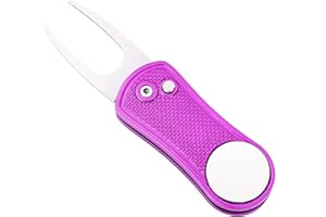 Mile High Life All Metal Foldable Golf Divot Tool with Pop-up Button & Magnetic Ball Marker (Multi-Colors/Shape)