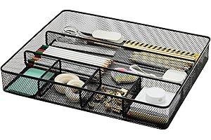 Annova Plateau de Rangement de Tiroir pour Organisation - Maille Métallique - Accessoires et Fournitures de Bureau (Black)