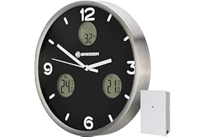 Bresser MyTime io NX radiowy zegar ścienny z termometrem i higrometrem – średnica 30 cm