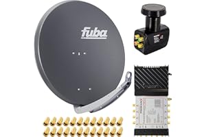 Premium X Satelliten-Komplettanlage Fuba DAA 850 A Satellitenschüssel Alu Anthrazit 5/8 Multischalter Quattro LNB 24x F-Stecker, 1 SAT 8 Teilnehmer