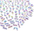 100 Pieces Clear AB Gems Flatback Sew On Gems Faceted Acrylic Imitation Crystal Rhinestones for Decoration Clothing DIY