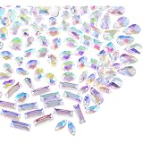 100 Pieces Clear AB Gems Flatback Sew On Gems Faceted Acrylic Imitation Crystal Rhinestones for Decoration Clothing DIY