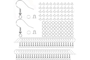 JIEYUCHU Ohrring Haken, 50 Stück 925 Silber Ohrring Haken, Ohrringe Zubehör mit Perlen und Spule, Hypoallergene Ohrhaken, für DIY Ohrhänger Schmuckherstellung Ohring Zubehör