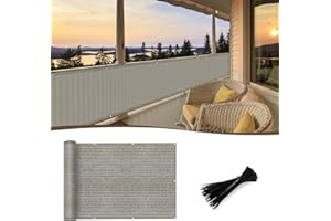 SUNNY GUARD 3'x10' Brown Grey Balcony Privacy Screen Fence Apartments Railing Cover Heavy Duty Mesh Windscreen for Outdoor,Backyard,Patio,Deck Privacy