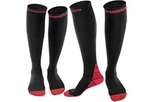 CAMBIVO Bas de Contention Femme et Homme 2 Paires, Chaussettes de Contention Femme Homme contre les Jambes Lourdes Circulation et les Varices pour Sport, Course, Football, Voyage en Avion