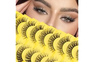 SIXSTARHAIR Faux Cils Volume Russe 3D Naturel 10 Paires Effet Extension Fake Lashes Professionnel Waterproof Cat Eye D Curl Moelleux Réutilisables False Eyelashes Faits à la Main Doux Mink Faux- Cils