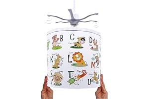 Ereki Ceiling Pendant Light Shade - Printed Colourful and Fun Designs ABC Animals Light Cover - Magnetic Ceiling Light Lampshade Kit for Interchangeable Designs